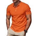 Klassisches hellorangefarbenes Poloshirt mit weißen Knöpfen und atmungsaktivem Piqué-Stoff - S / Orange