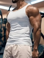 Slim fit white men's athletic tank top in breathable fabric for gym training - S / White