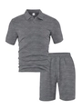 Conjunto Polo de hombre gris oscuro con tejido de rombos y pantalones cortos - S / gris oscuro
