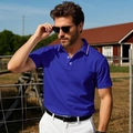 Royal blue quick-dry polo shirt for men with striped collar detail and dual-button placket - Royal Blue