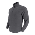 Detail of grey men's 1/4 zip waffle knit sweater showing collar and fabric texture - Dark Gray