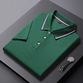 Polo homme vert foncé à séchage rapide avec col rayé et boutons métalliques - S / Vert Militaire