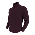 Detailed view of dark burgundy waffle knit texture on men's half-zip sweatshirt - Dark Red