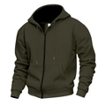 Detail showing olive green hoodie with black adjustable drawstrings and metallic zipper - S / Army Green