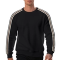 Schwarzes Waffelstrick-Sweatshirt für Herren mit weiß-braunen Streifen am Ärmel - S / Schwarz
