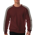 Herren Waffelstrick-Sweatshirt in Weinrot mit dreifarbigen Streifen am Ärmel und Rundhals - S / Burgunderrot