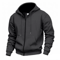 Felpa con cappuccio grigio scuro da uomo con cerniera impermeabile e tasche a marsupio - S / grigio scuro
