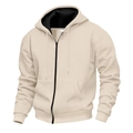Men's waterproof zip-up hoodie in beige with black lining and adjustable drawstring - S / Apricot