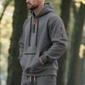 Sweat à capuche en polaire gris foncé pour homme avec demi-zip et poches cargo - M / gris foncé