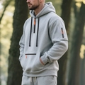 Survêtement homme en polaire gris clair avec détails de fermeture éclair orange vif - M / Gris clair