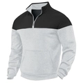 Detail of silver quarter-zip collar and textured black diamond quilted shoulder fabric - S / Top (LG-3) / Light Gray
