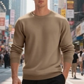 Detailansicht eines khakifarbenen Sweatshirts mit gerippten Bündchen im urbanen Stil - S / Camel