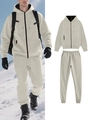 Men's light grey hooded fleece tracksuit set with full-zip jacket and joggers - S / Marl Grey