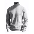 Dettaglio del maglione grigio chiaro a trecce con motivo a trama e collo a coste - Taglia S / Top / Grigio chiaro