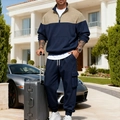 Survêtement homme avec sweat à demi-zip matelassé kaki et pantalon cargo bleu marine - S / Bleu marine
