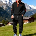 Chándal negro para hombre con detalles naranjas y pantalones deportivos tipo cargo - S / Negro