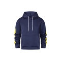Sweat à capuche bleu marine avec manches à motif vagues jaunes et poche kangourou - S / Bleu marine