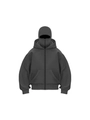 Men's oversized black full-zip hoodie with integrated balaclava mask and heavy cotton texture - Dark Gray