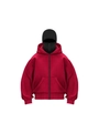 Men's oversized dark red heavyweight hoodie with double layer hood and balaclava detail - Red