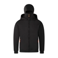 Schwarze Kapuzenjacke mit integrierter Gesichtsmaske und orangen Reißverschlussdetails - S / Schwarz