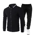 Chándal negro para hombre con chaqueta de cremallera acolchada y pantalón deportivo - S / Top Y Pantalón / Negro