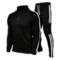 Chándal negro de hombre con chaqueta de cuello alto y rayas blancas laterales - S / Top Y Pantalón / Negro