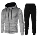 Fleece tracksuit set with grey zip-up hoodie, black gradient dots and joggers - Light Gray