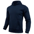 Sudadera azul marino de algodón pesado con capucha ajustable y bolsillo canguro - Azul marino