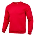 Vista detallada de la sudadera de cuello redondo rojo brillante con puños de canalé. - S / Rojo