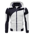 Sweat à capuche bicolore marine et blanc pour homme avec double fermeture éclair - S / Hauts / Blanc/Bleu Marine