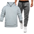 Détails d'un ensemble de survêtement gris avec sweat à capuche et pantalon à cordon - M / Haut Et Bas / Sweat Gris/Pantalon Gris (10)