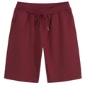 Men's dark red cotton athletic shorts featuring elastic waist and drawstring detail - Burgundy