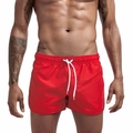 Short de bain rouge pour hommes avec taille élastique et cordon de serrage blanc - Rouge