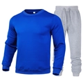 Survêtement décontracté pour hommes avec sweat-shirt bleu et pantalon de jogging gris - Haut Bleu Royal et Pantalon Gris