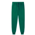Flat lay of dark green fleece jogger pants with drawstring waist and ribbed ankle cuffs - Dark Green