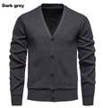 Detail of dark grey men cardigan showing warm black fleece lining and ribbed cuffs - M / Tops / Dark Gray