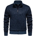 Chaqueta de punto azul oscuro para hombre con cuello alto y cierre de cremallera - Azul marino