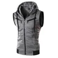 Slim fit men's hooded athletic vest in light grey with black contrast details and zip pockets - 3XL / Tops / Dark Gray