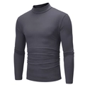 Detail of dark grey men's slim fit turtleneck shirt with premium knitted texture - Dark Gray