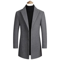 Eleganter grauer Wollmantel für Herren mit klassischem Revers und Doppelknopfverschluss - M / Grau