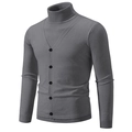 Maglione da uomo grigio scuro a collo alto con elegante design effetto due pezzi - Taglia M / Grigio scuro