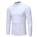Men's slim fit white long sleeve mock neck t-shirt in comfortable stretch knit fabric - M / White