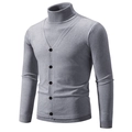 Maglione da uomo grigio chiaro a collo alto con design a due pezzi in maglia fine - Taglia M / Grigio