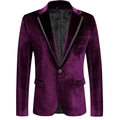 Men's slim fit purple velvet blazer with peak lapel for formal evening events - M / Tops / Purple