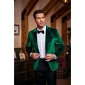 Giacca da uomo slim fit in velluto verde smeraldo con revers e design stile da sera - Verde