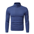 Men's slim fit navy blue high neck sweatshirt made of soft cotton fleece fabric - L / Tops / Blue