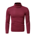 Macro detail of men's slim fit turtleneck sweatshirt in rich dark burgundy fleece fabric - S / Tops / Burgundy