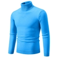 Maglione a dolcevita da uomo vestibilità slim blu cielo con polsini a costine fini - Celeste