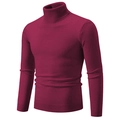 Maglione a dolcevita uomo slim fit rosso bordeaux con polsini a costine - Borgogna