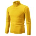 Maglione dolcevita slim fit giallo brillante da uomo con collo e polsini a coste - Giallo